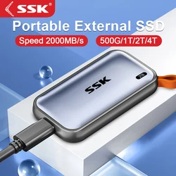 SSK Portable SSD 1TB 2TB External Solid State Drives Up To 2000MB/s Type-C External Hard Drive for Mobile Phone Computer Laptop
