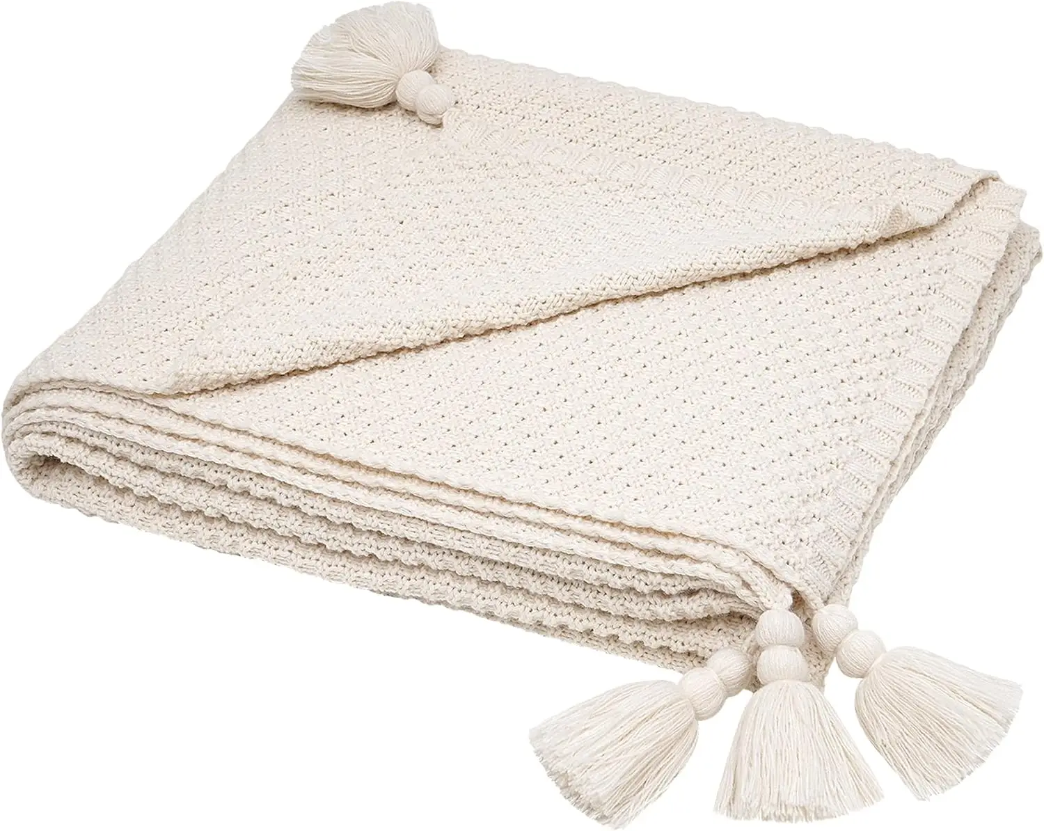 

Knit Throw Blanket For Couch, Lightweight Sofa Throw Blankets With Fringe Tassel, Cozy Super Soft Knitted Blanket For Couch Bed