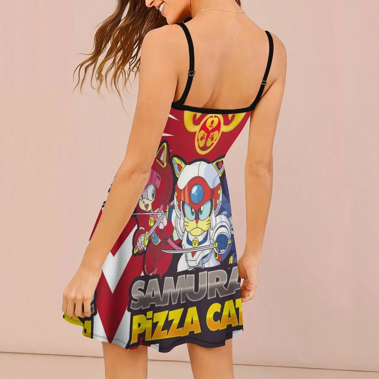 Sexy CLASSIC SAMURAI PIZZA CATS Classic for Sa Women's Sling Dress Funny Novelty  Parties Woman's Clothing Suspender Dress Hot S