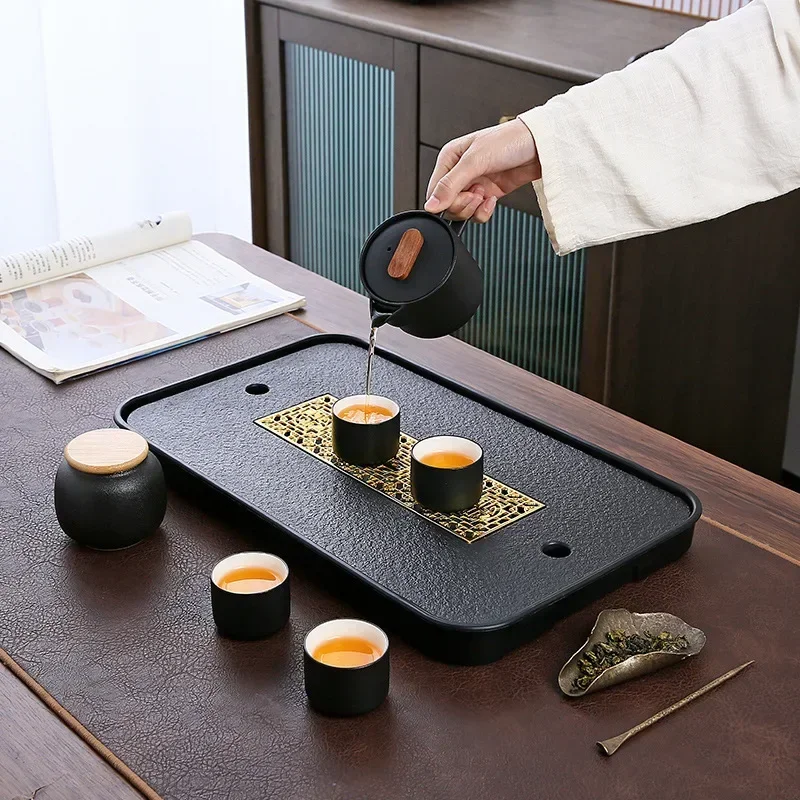 Imitation Black Stone Water Storage Tea Tray Water Storage Row Chinese Dry Bubble Tea Tray Modern Tea Table Home Decoration