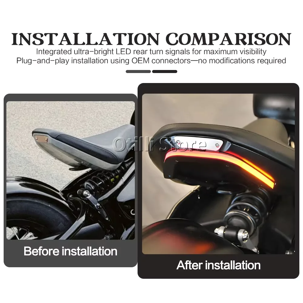 Tail Light Brake Turn Signal LED Rear Lamp Stop Light Motorcycle For Bonneville Bobber (2017-) Bobber Black (2018 2019 2020) view 3