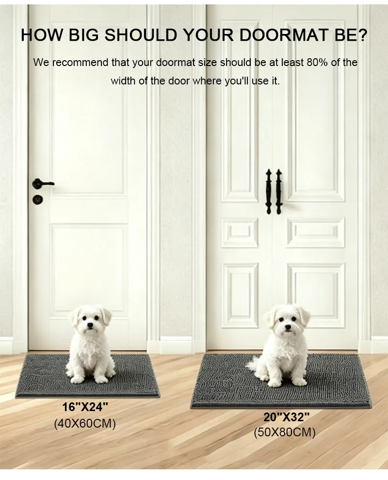 Superabsorbierende Hunde-Türmatte, Rutschfester Boden, Waschbarer Eingangsteppich, Hält Böden Sauber, Perfekt für Schmutzige Nasse Schuhe & Pfoten, Grau – Detail 8