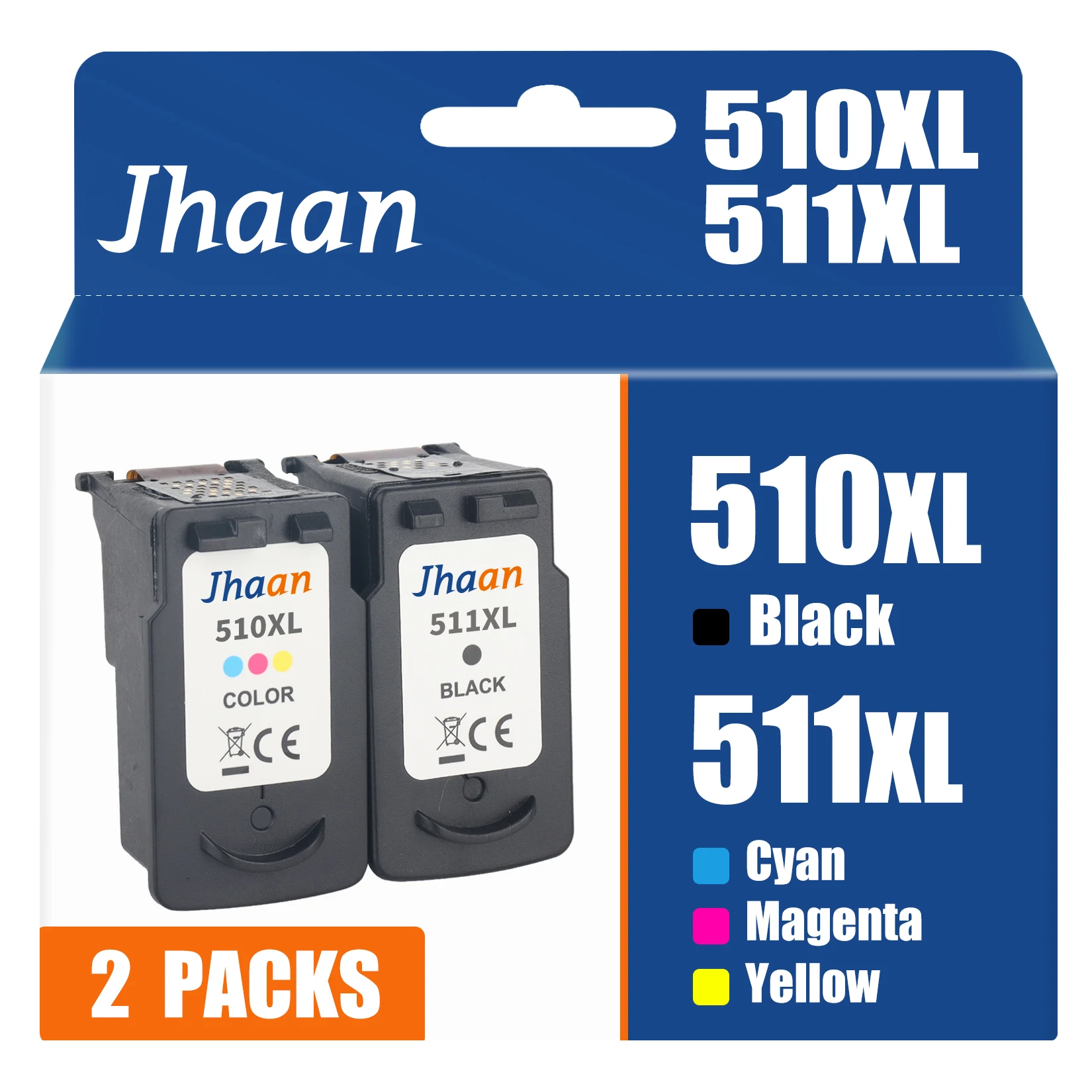 Jhaan 510 511 Druckerpatronen Multipack Kompatibel mit Canon Pixma MP230 MP280 MP495 MP270 MX360 MX420 IP2700 MP250 – Detail 1