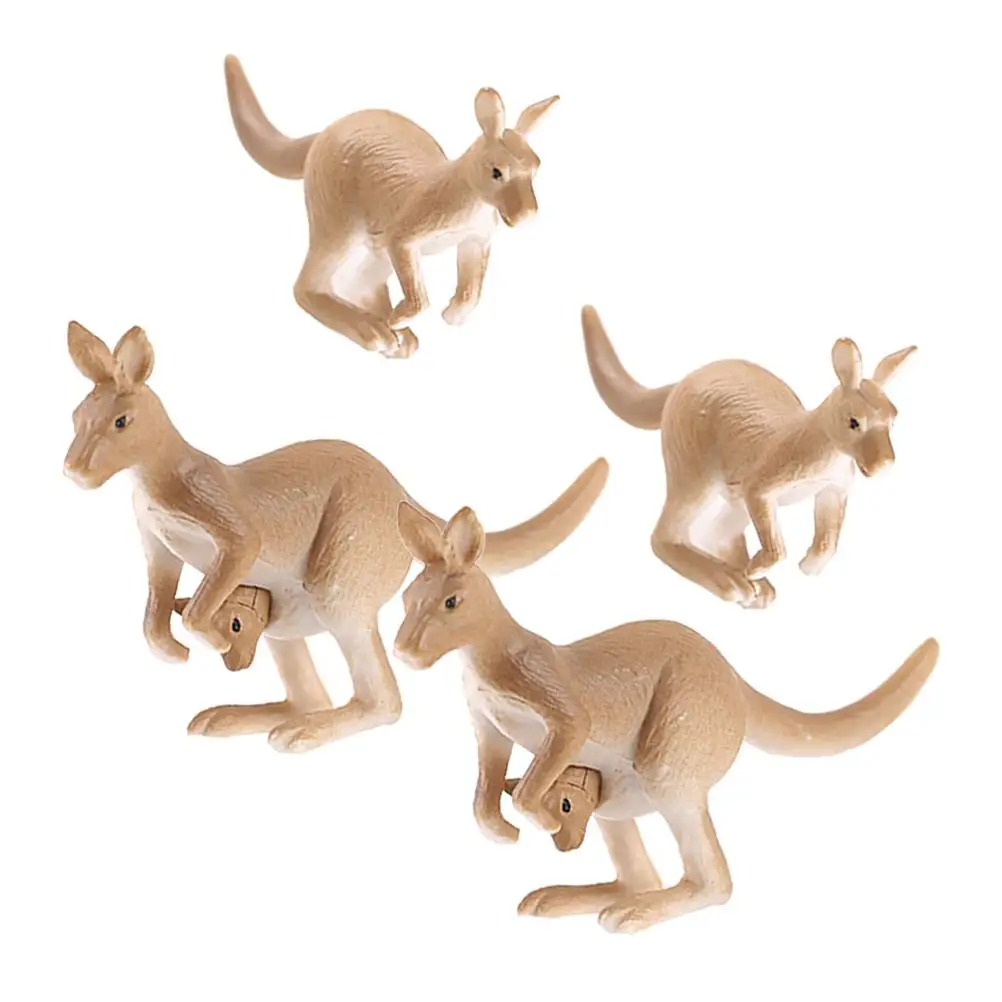 

4 Pcs Succulents Micro Landscape Ornament Mini Kangaroo Statue Pvc Miniature Toy