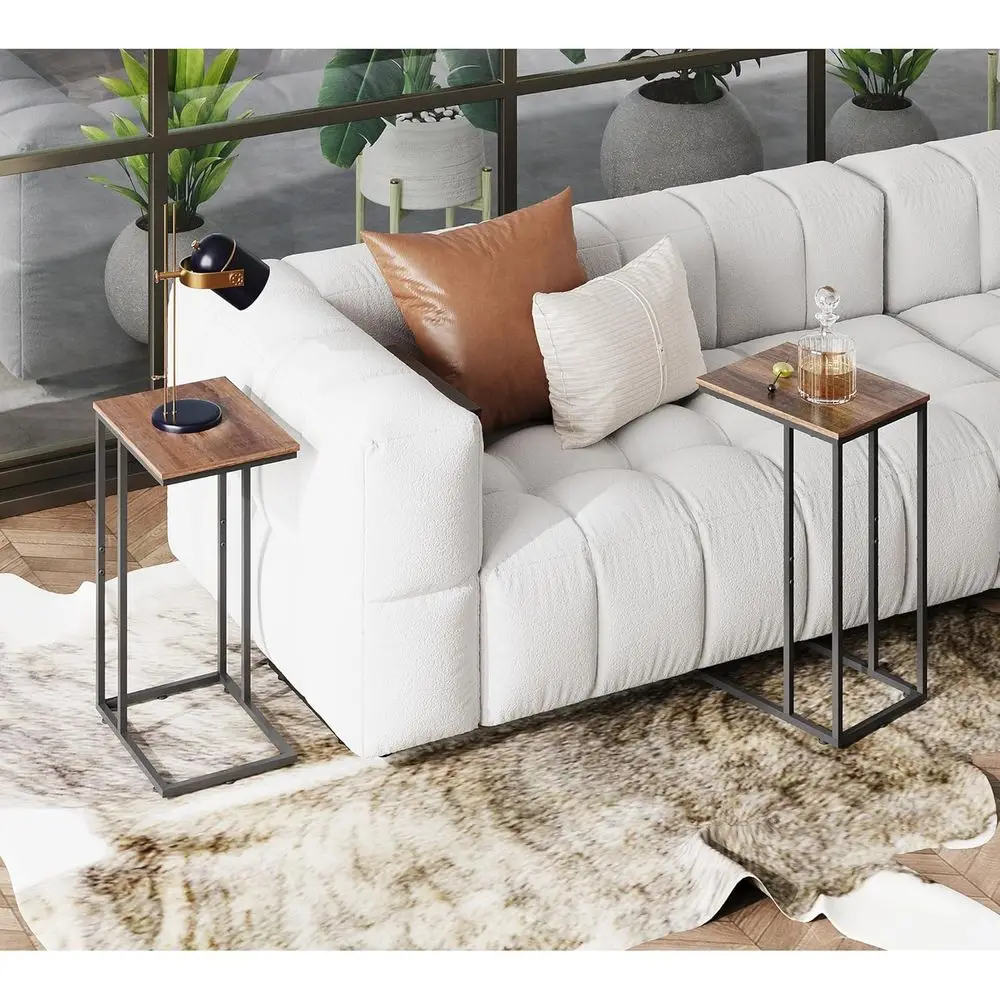 C Shaped End Tables Set o 2, C Table Side Table or Couch, TV Trays Set o 2, Couch Side Tables that Slide Under, Small Side Table