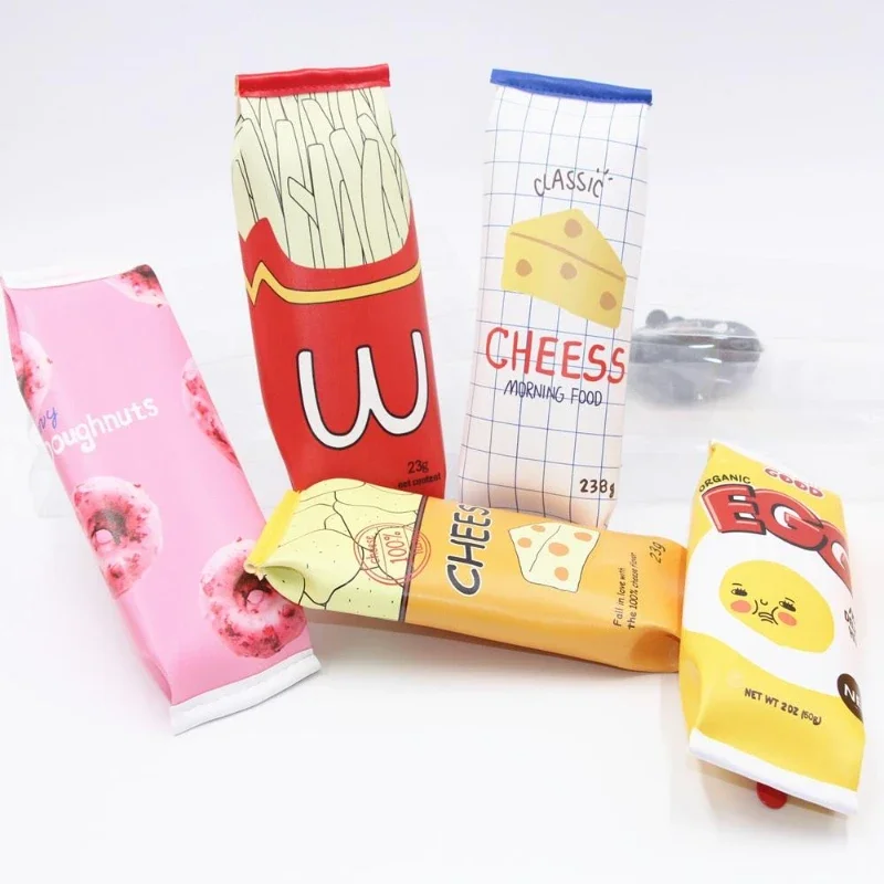 2Pcs PU Chips Cookies Stationery Pen Boxes Fun Snack Bags Students High-capacity