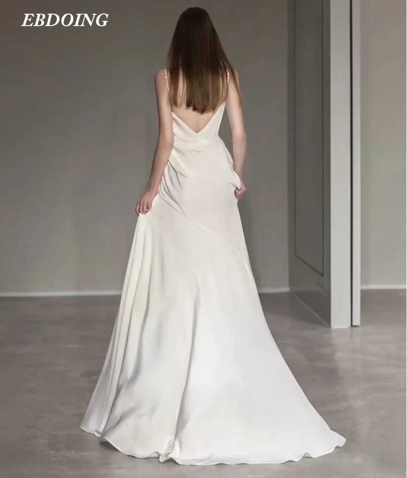 Nieuwste Trouwjurk A-lijn Voor Bruid Satijn Met Lange Open Back Mouwloze Trouwen Custom Made Plus Maten Vestidos De novias