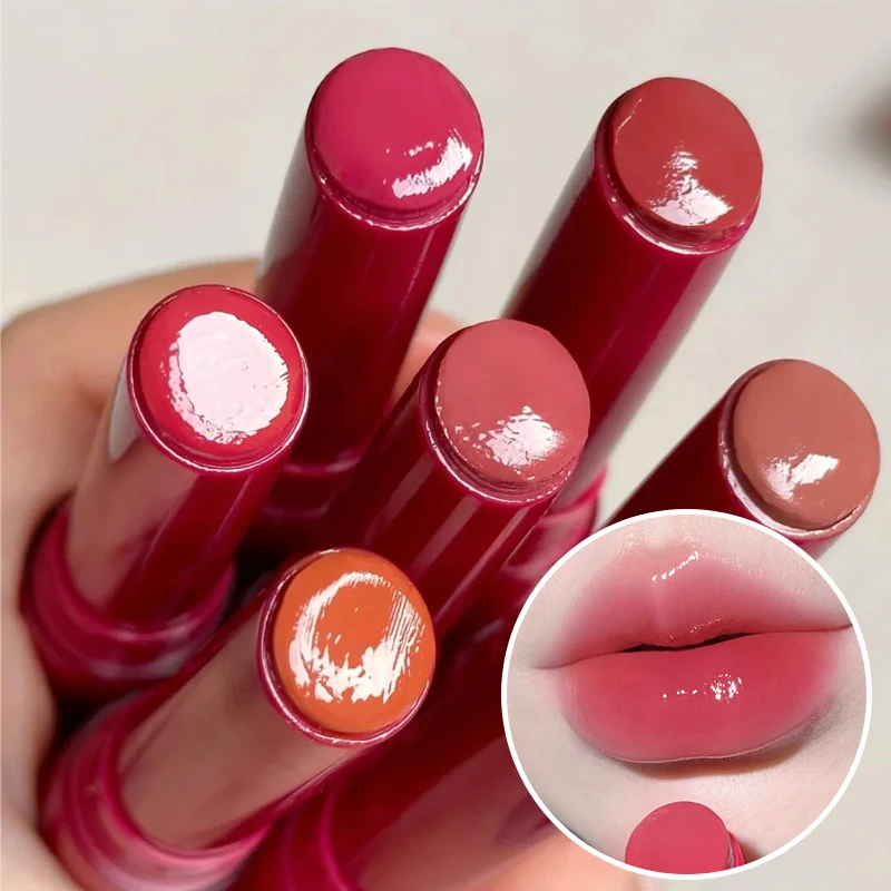 Lápiz labial de gelatina de 8 colores, brillo de labios de cristal sólido, té, rojo, marrón, tinte de brillo de labios, Cosméticos de maquillaje, espejo hidratante, luz de agua, nuevo