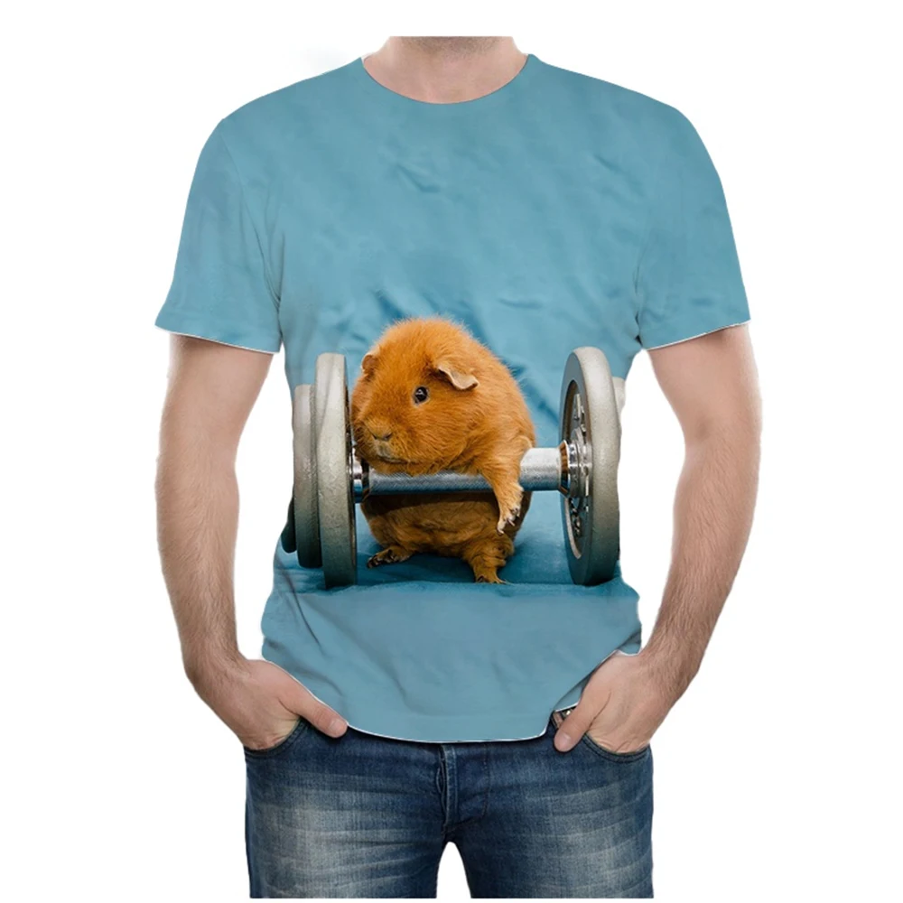 Summer new fashion novel animal guinea pig 3D printing cute guinea pig pattern casual comfortable short sleeved T-shirt view 6