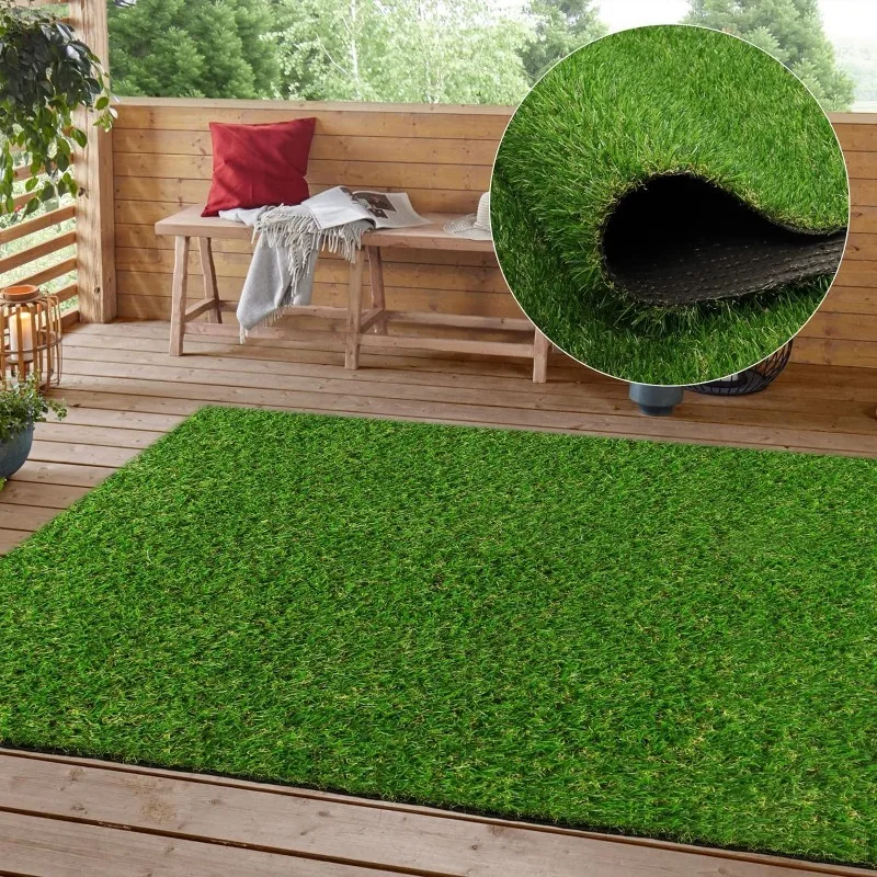 

Realistic Artificial Turf Grass, Artificial Synthetic Fake Grass, Green Turf Rug Pet Dogs Lawn Mat with Drainage Holes