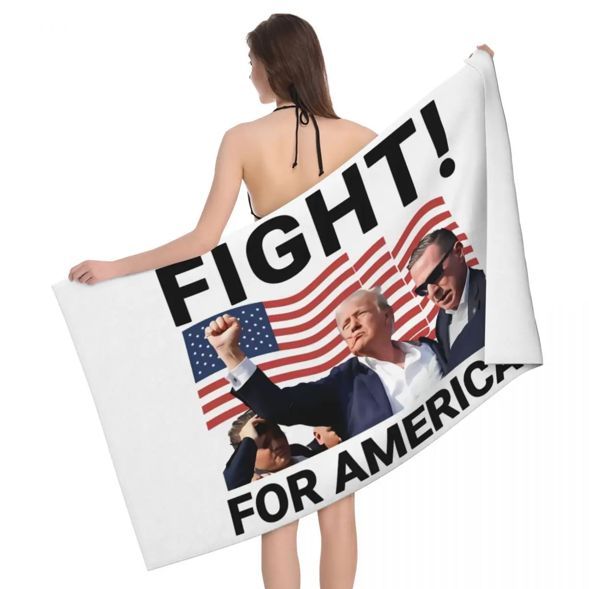 Custom Trump 2024 Beach Towel America USA Flag Breathable Microfiber Shower Towels