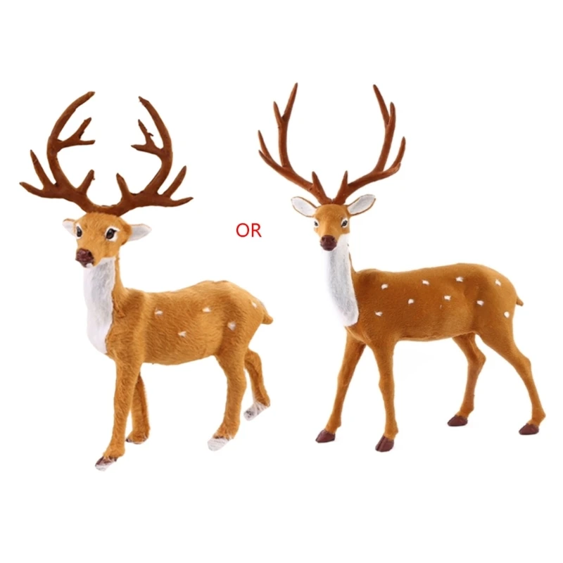 Simulation Plush Reindeer Xmas Elk Dolls Holiday Reindeer Figures Standing Christmas Sika Deer 15/20/25/30/35cm