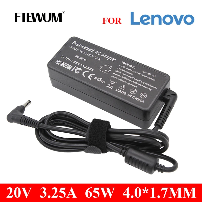 

20V 3.25A 65W 4.0*1.7mm Charger Power AC Laptop Charger Adapter For Lenovo YOGA 510-14 IdeaPad100-15 B50-10 Notebook Adapter