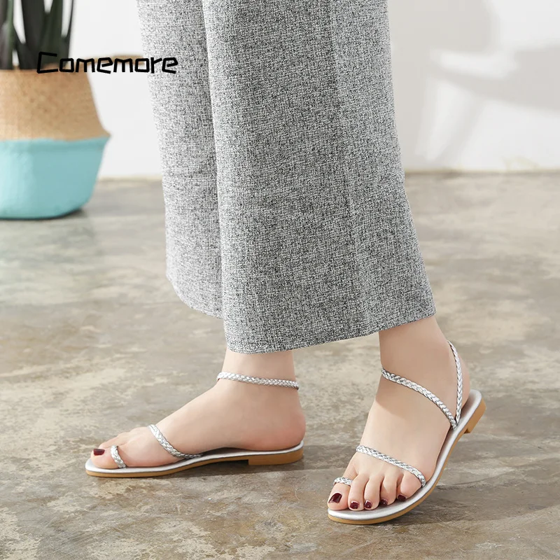 Comemore 2023 New Fashion Women Sandals Fashion Flat Sandal Low Heel Shoes Summer Footwear Flip-flop Women\'s Comfortable Sandals