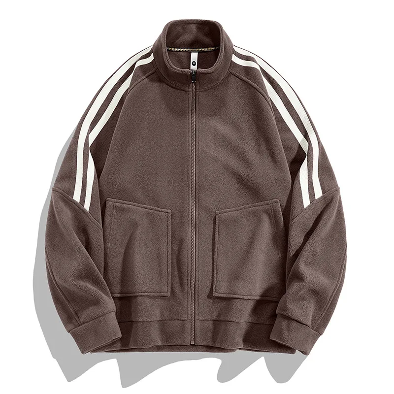Autumn Winter Fleece Jacket Warm Men Zipper Sweatshirt Pockets Coats Loose Sportswear Men Clothing Military Long Sleeve Tops