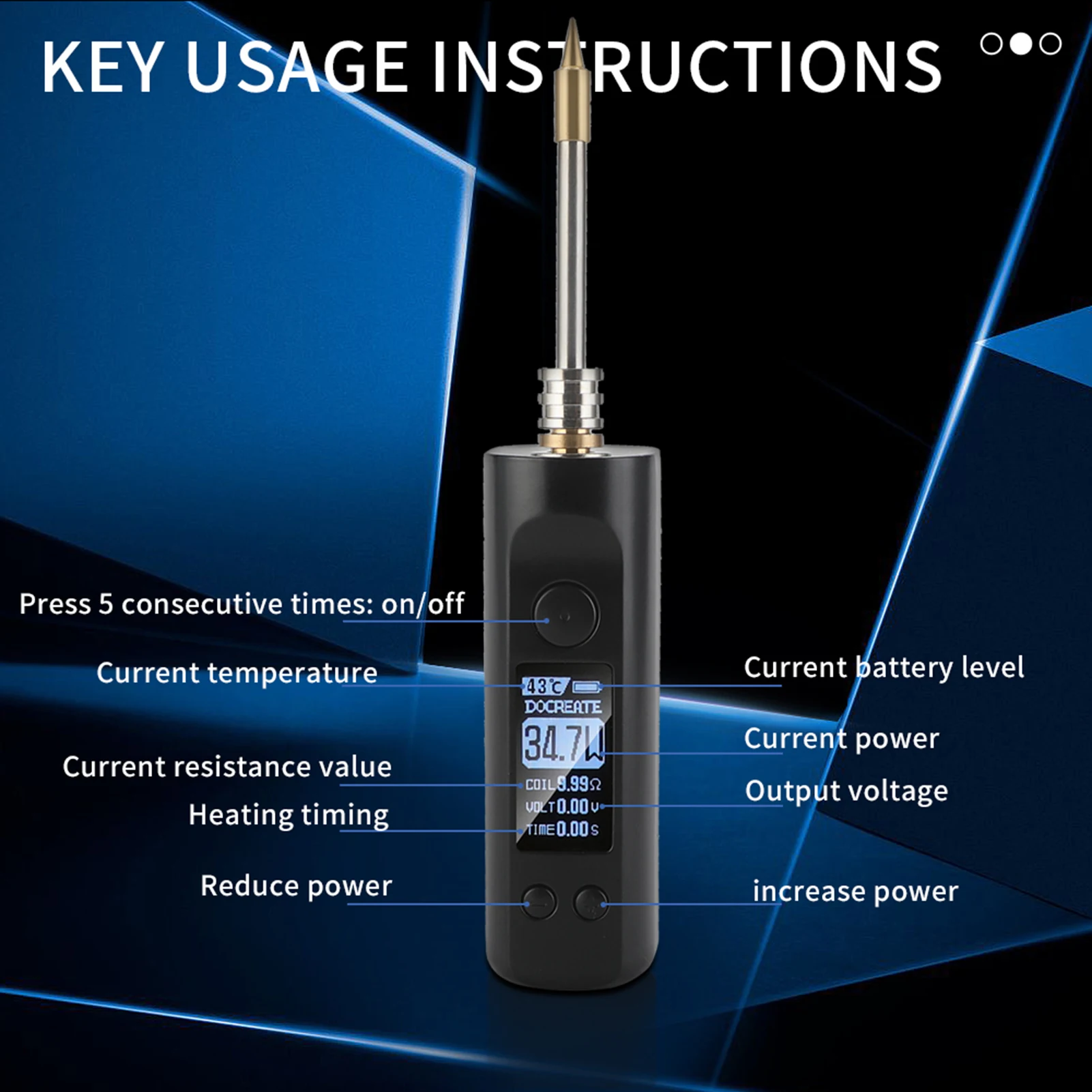 ポータブル電気デジタル溶接ガン,温度75w,200-500 ℃, 8s,さまざまな組み合わせ,3つのはんだチップ付き,温度