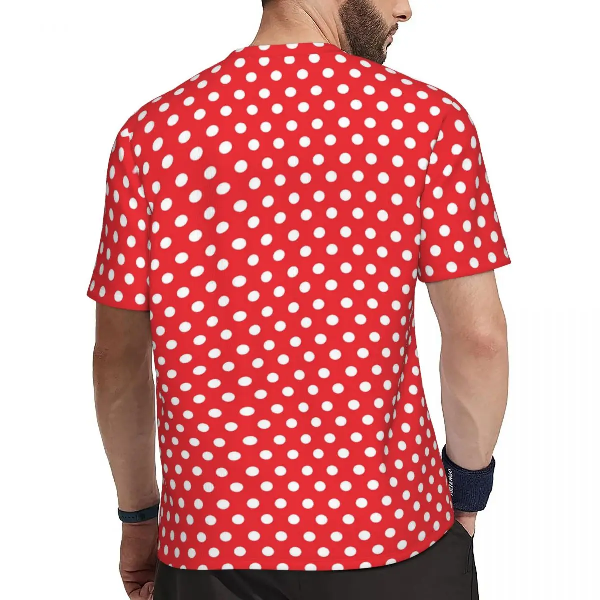 White Polka Dots T-Shirt Mens Vintage Print Classic Sports T-Shirts Comfortable Summer Fashion Tee Shirt Design Oversized Tops