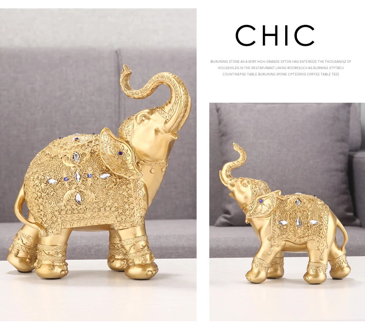 أفضل الفن- 2020 مكتب المنزل الأعمال الفعال فنغ شوي تعويذة حماية الميمون محظوظ الذهب الفيل النحت تمثال