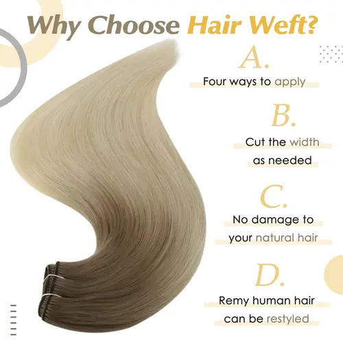 Imagen 2 del producto Extensiones de trama de cabello humano brillante, mechones de cabello de 100g, Color rubio degradado, piel Remy recta sedosa, doble trama para salón