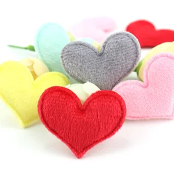 90Pcs 3*4cm Plush Heart Padded Appliques For DIY Headwear Hairpin Gift Box Crafts Decoration Furry Clothing Accessories