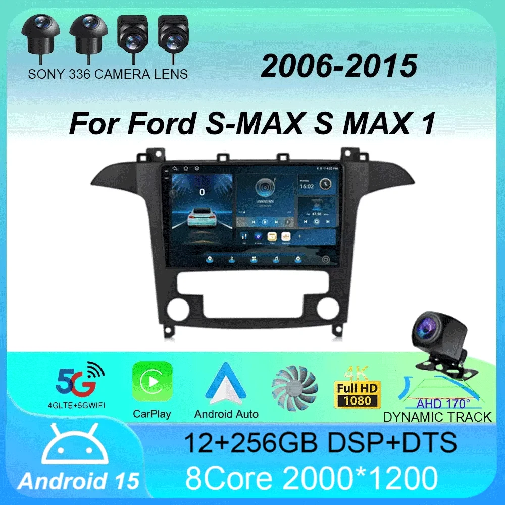 

Android 15 Car Radio Carplay GPS For Ford S-MAX S MAX 1 2006 2007 2008 - 2015 Multimedia 2 Din Navigation Head Unit Stereo Video