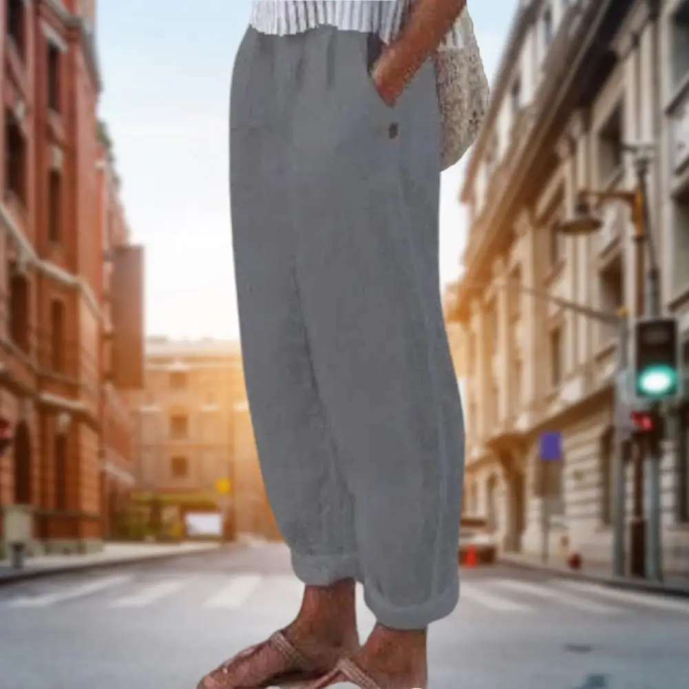 

Attractive Elegant Elastic Waist Pants Summer Long Sweatpants Elastic Waist Straight Leg Sweatpants for Vacation