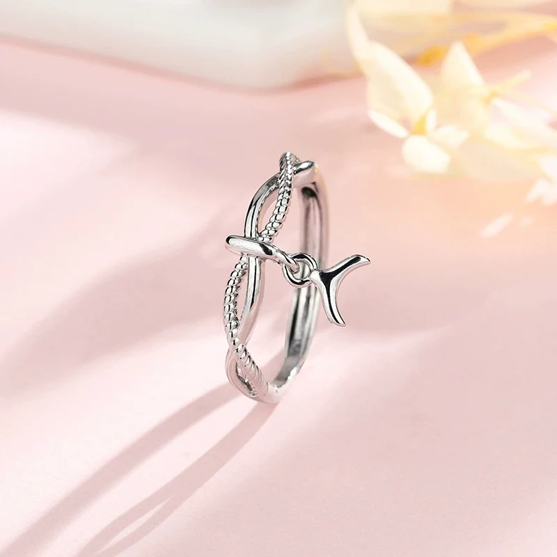 Interwoven Fishtail Ring Creative Personality Hollowed Out Twists Index Finger Jewelry Fashion Cross Wavy Line Rings KOFSAC