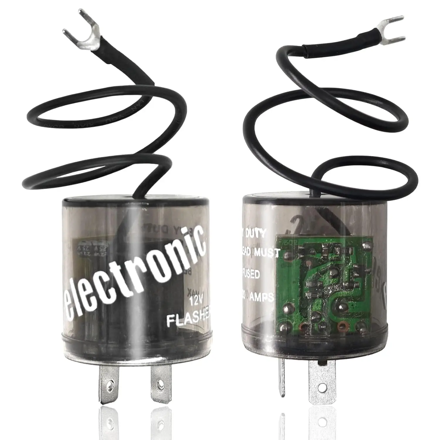 LED Flasher Relay 2 Pin 12V 2 Terminal LED Turn Signal Flasher Relay with Ground Wire for Cars Motorcycles