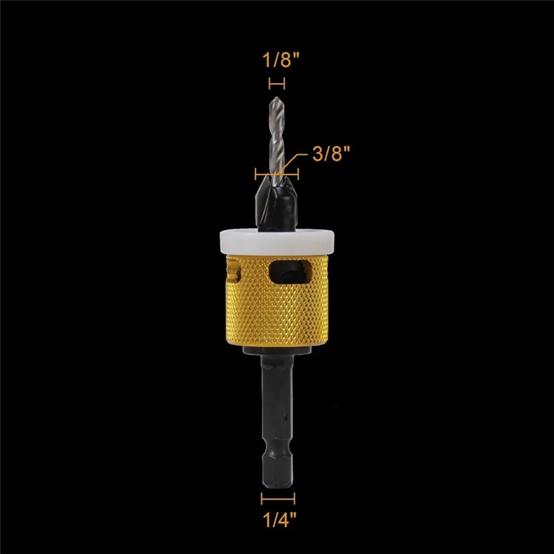 ABRB-1/8x3/8 Polegada brocas de escareador com ponta de carboneto com parada de profundidade de baixa fricção, broca escareadora de haste hexagonal de 1/4 Polegada