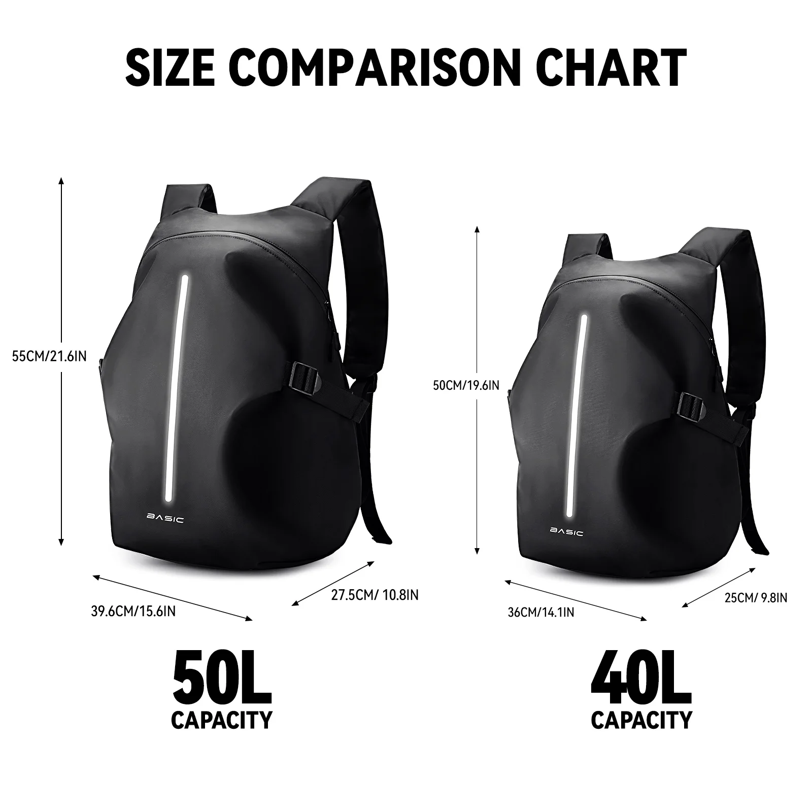 Motorcycle Backpack for Men 40L Waterproof Lightweight Helmet Backpack with Reflective Strip, Motorcycle Accessories, School Bag