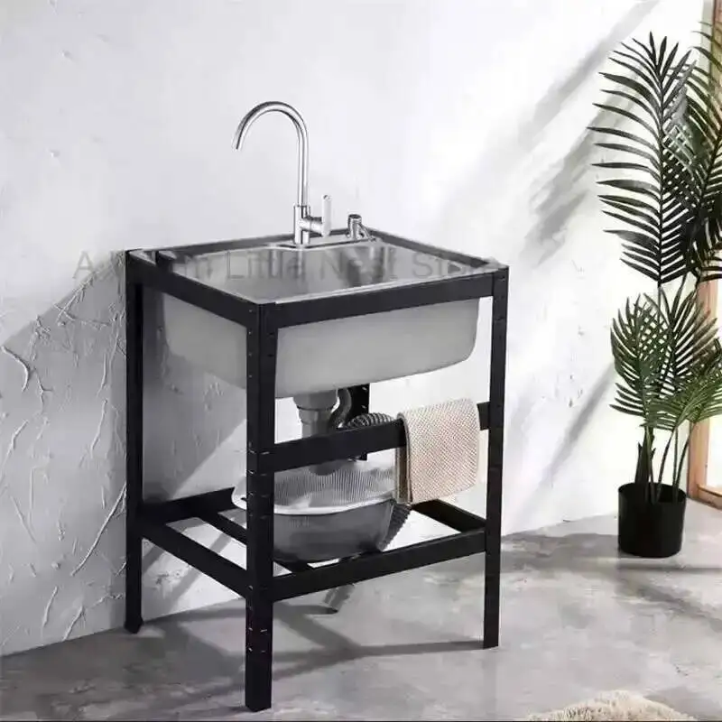 

Kitchen Thickened Stainless Sink Steel Floor-standing Vegetable Basin Single-slot Kitchen Accessories Commercial Washing Basin