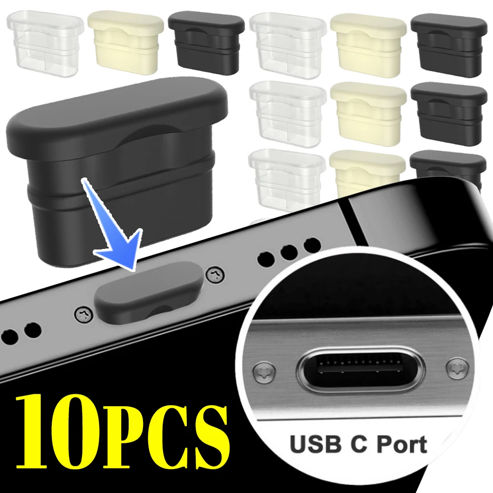 5/10 Peças Protetor de Porta de Carregamento de Celular Atualizado para iPhone/Samsung/Huawei Tipo-C, Tampa Anti-Poeira USB-C com Anel de Vedação