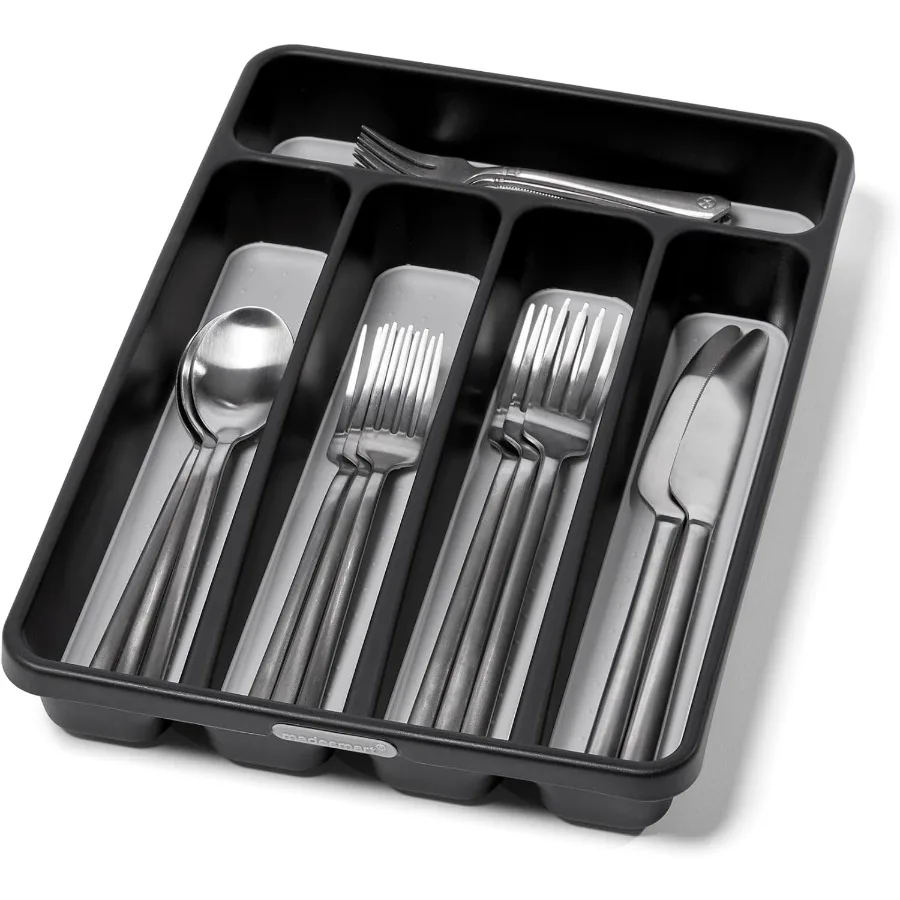 

Classic Mini Silverware Tray Soft Grip NonSlip Kitchen Drawer Organizer 5 Compartments MultiPurpose Home Organization BPA Free