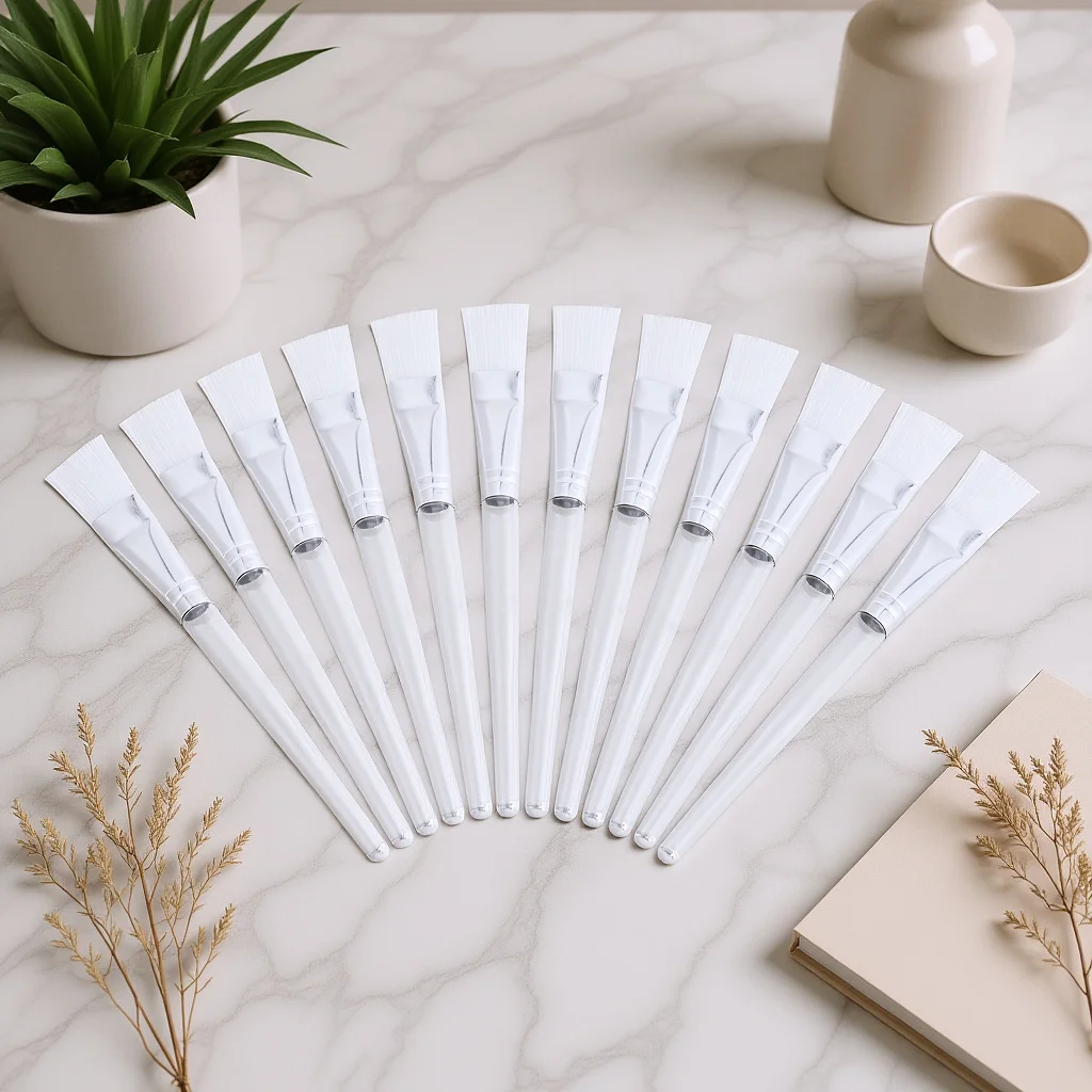 12 escovas de máscara facial alça de cristal haste transparente adequada para casca facial soro cuidados com a pele esponjas de maquiagem de viagem