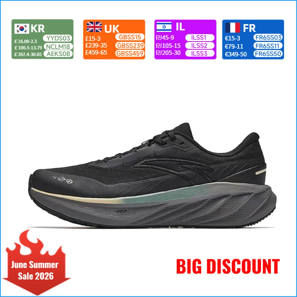 

Anta Men's Travel Comfortable, Versatile, Shock-Absorbing, Non-Slip Low-Top Casual Running Shoes - Black/Yellow 112445504-5