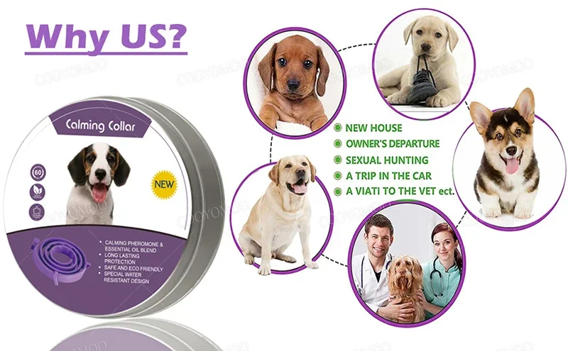 New Release Dog Calming Pheromone Collar Cat Relieve Anxiety Adjustable Comfortable Collar For Puppy Kitten Large Dog Accessorie