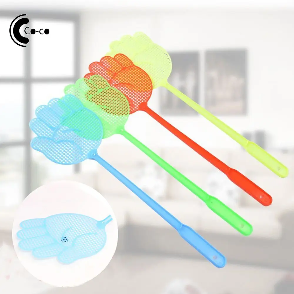 Kitchen Long Handle Flyswatter Cute Palm Shaped Fly Swatters Mosquito Pest Control Insect Killer Home Plastic Flies Pat Flapper