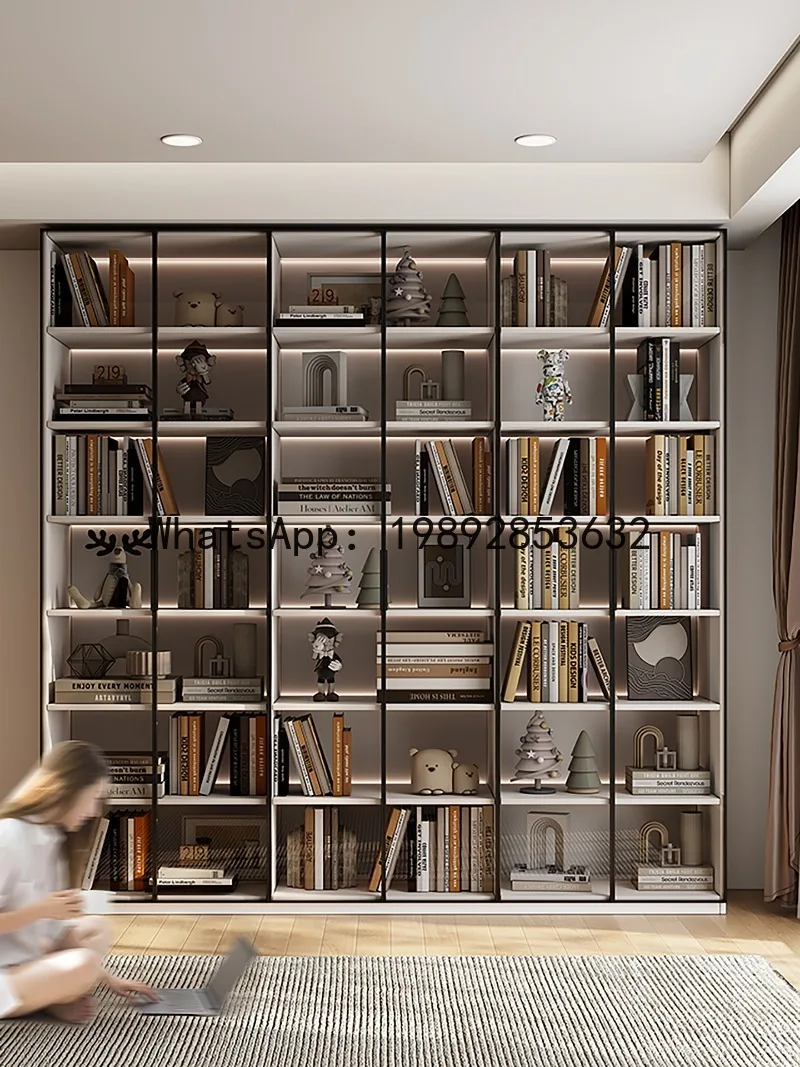 ZZ Bookcase ENF Grade Solid Wood Multi-layer Board Glass Door Integrated Home Living Room Storage Cabinet