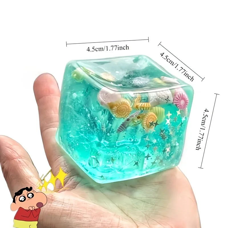 Blauwe Kubussen Zee Squishy Fidget Speelgoed Super Zachte Transparante Ster shell Knijpspeeltje Oceaan Zintuiglijke Anti-stress Speelgoed Meisje Kerst Gif