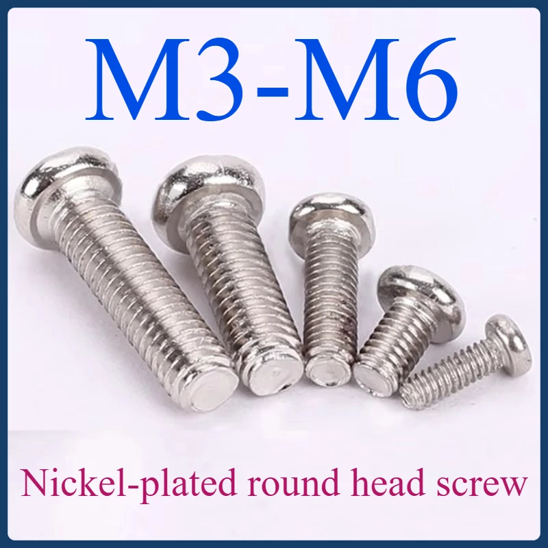 

Nickel-plated round head screw M3 M3.5 M4 M5 M6 5-100pcs