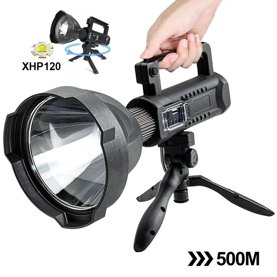 XHP120 XHP70 Powerful Flashlight Portable Powerful LED Torch Mountable Bracket Handheld Searchlight USB Rechargeable Spotlight