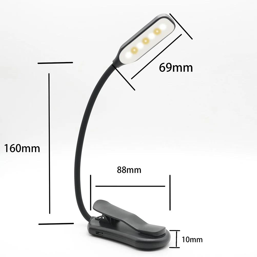 

Compact LED Reading Lamp Rechargeable Book Light with USB Charging Eye Safe Design for Bedside Study Table Use
