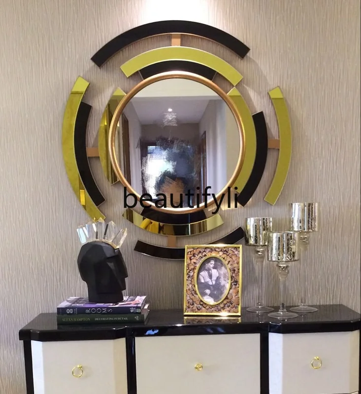 

French wall-mounted round decorative mirror porch-mounted mirror bathroom wall-mounted toilet mirror