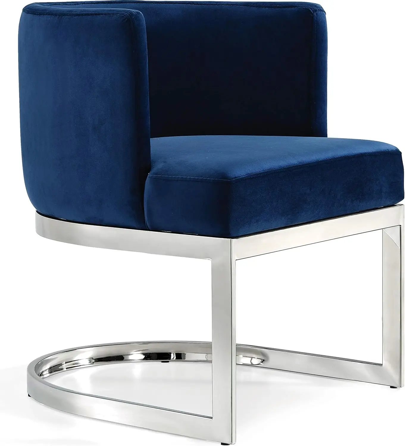 Meridian Furniture Gianna Collection Modern | Contemporary Velvet Upholstered Dining Chair With Polished Chrome Metal Frame,