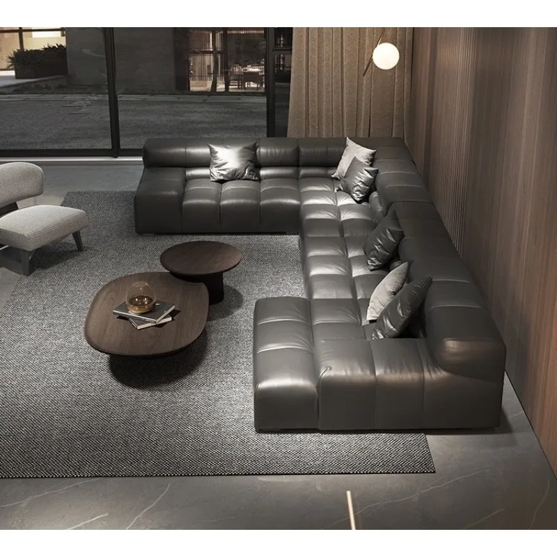 Light luxury living room module leather art sofa multi-choice combination