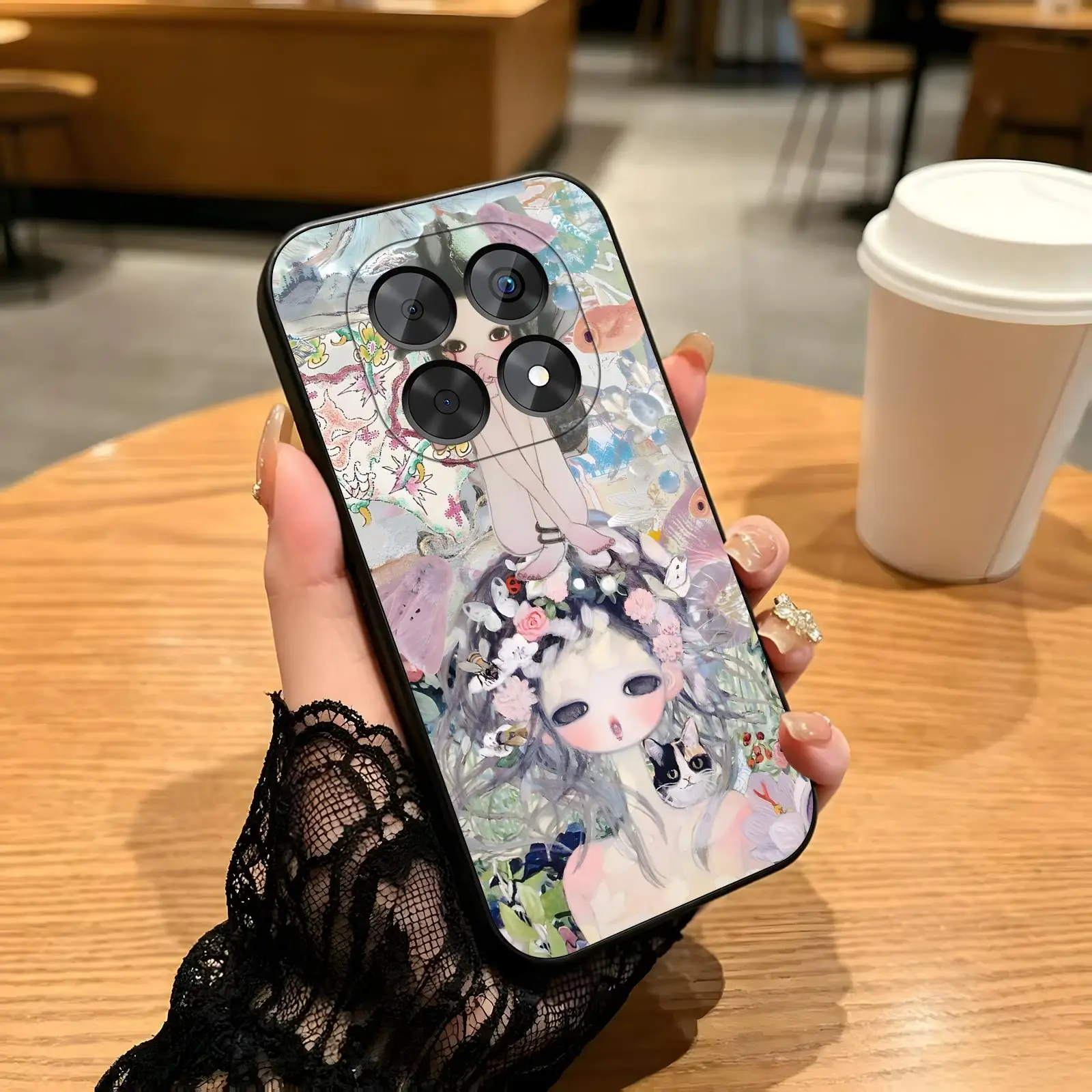 Phone Case For Redmi Note17 15 14 13 12Pro Plus 5G 14C A3 Anti-Drop Soft Black Case Japanese painting style