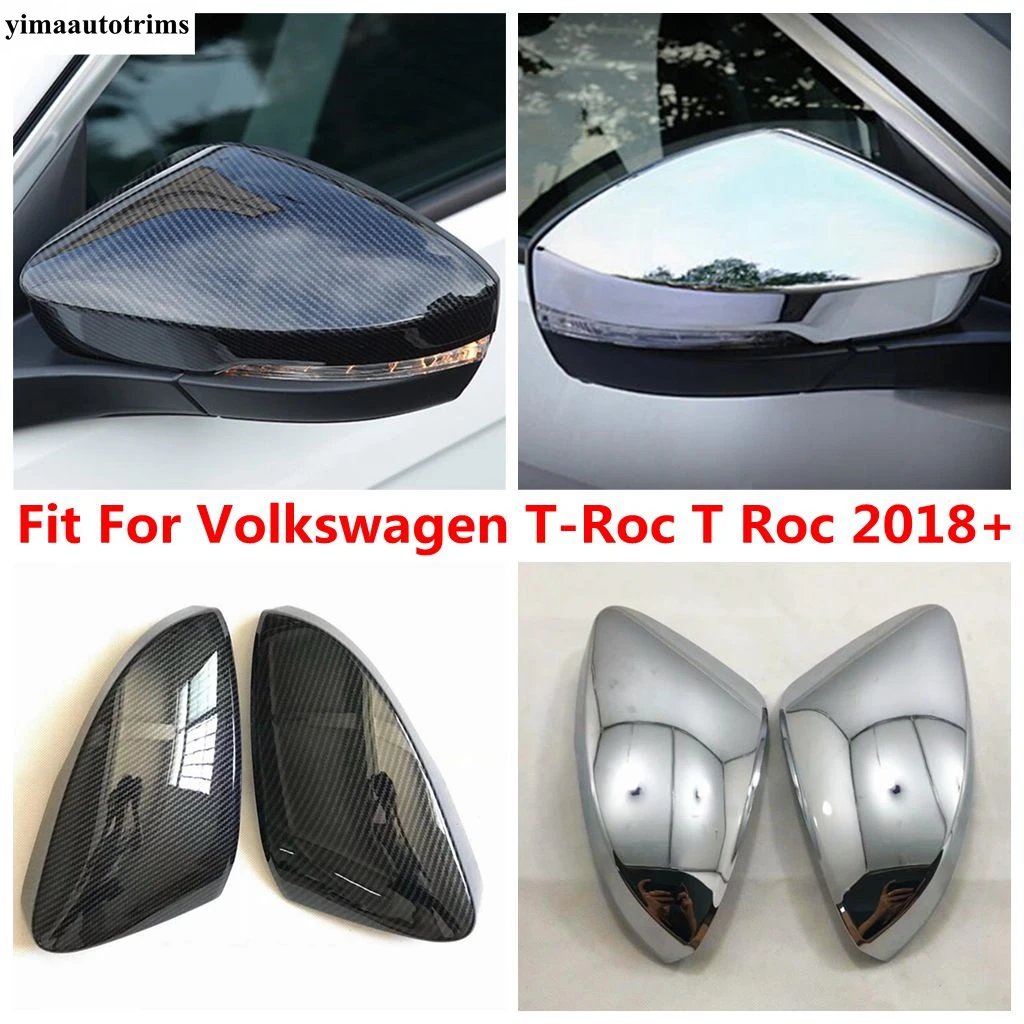 Rearview Mirror Cap Shell Case Cover Trim ABS Chrome / Carbon Fiber Exterior Accessories For Volkswagen T-Roc T Roc 2018 - 2021