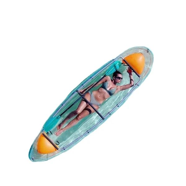 

Cheapest Transparent clear glass bottom crystal kayak 2 person canoe kayak with led for sale