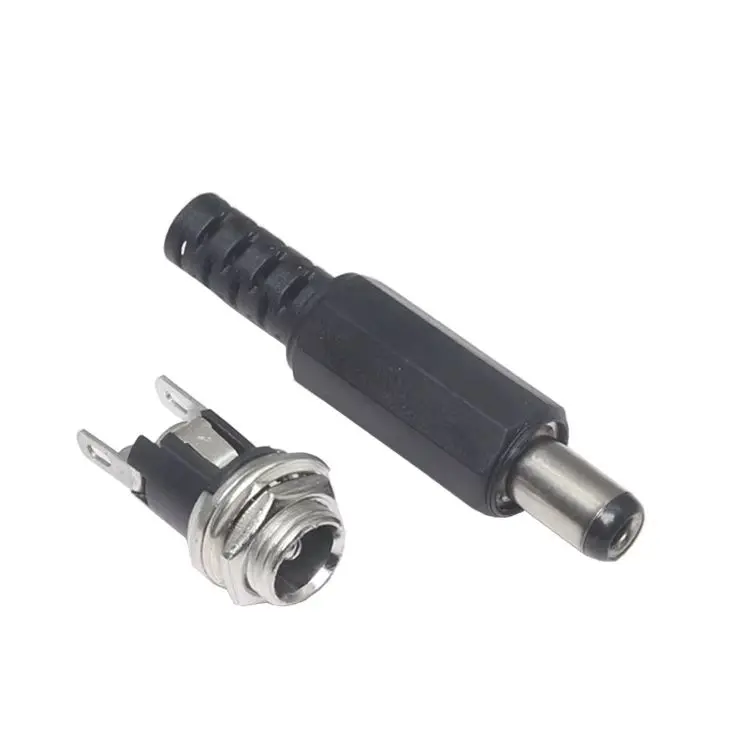 【10-2Set】5.5x2.1/2.5MM DC Power Plug Jack Female Panel Mount Connector Kit Locking Solid Copper Male Plug Connector