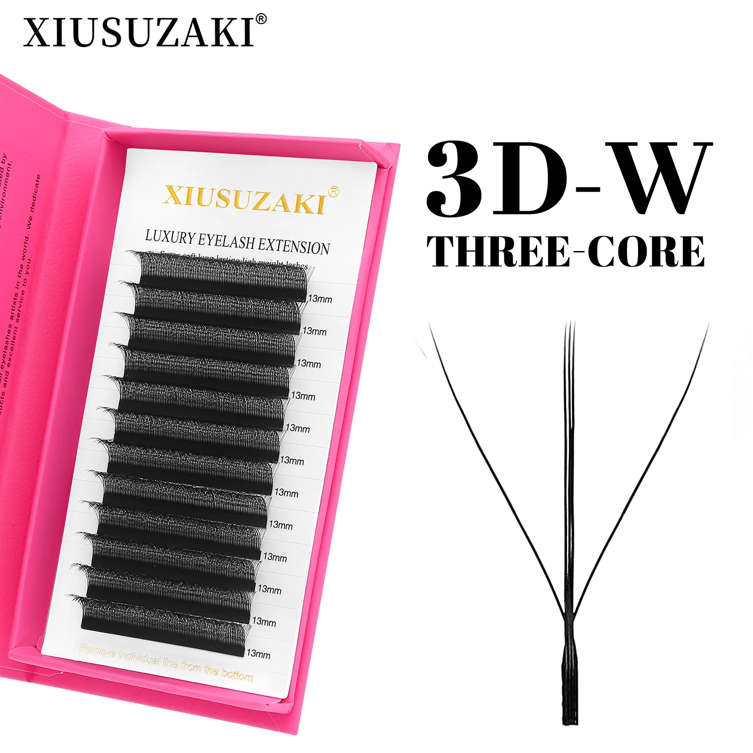 XIUSUZAKI 3D W Dreikern-Wimpern mit drei Spitzen, W-förmige Wimpernverlängerung, Blister, natürlich, vorgefertigte Fächer, Spike 3D W, falsche Wimpern